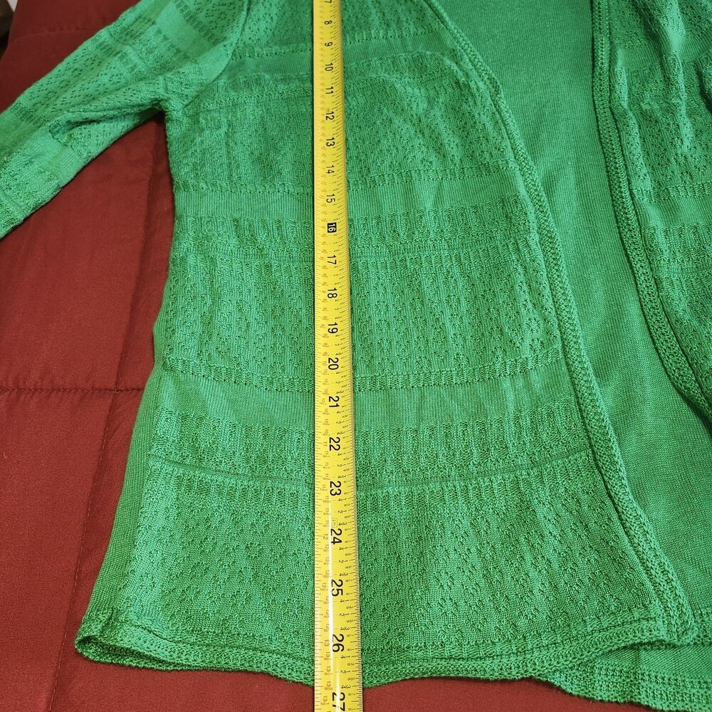 Alfred Dunner Green Open Front Cardigan w Attached Shell Textured Knit Women L - Picture 9 of 10